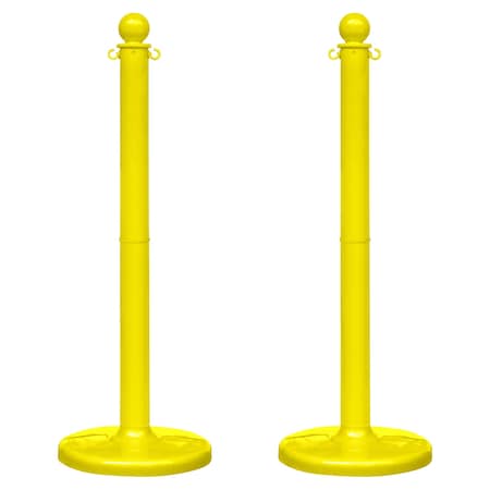 Mr. Chain Yellow Medium Duty Stowable Stanchion, 2PK 93702-2
